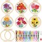 6PCS Flower Cross Stitch Kits for Beginners DIY Embroidery Kit for Kids Adults Christmas New Year Birthday Gift Needlepoint Patterns with 2 Embroidery Hoops Craft Supplies